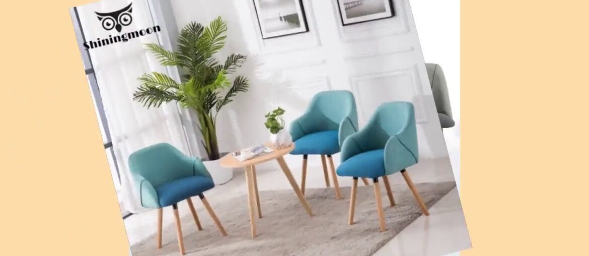 ☑Nordic Wooden Fabric Chair Restaurant Dining Upholstered Chair Living