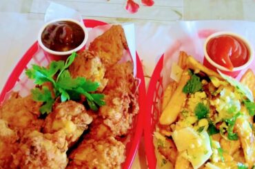 Fried jerk chicken wings recipe with garlic parmesan french fries recipe