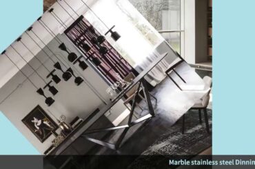✓Marble stainless steel Dinning table with dining room set with 6 8 cha