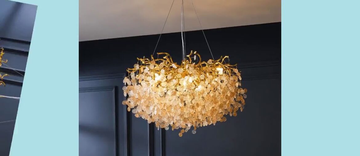 ✓French crystal chandelier romantic golden living room dining room deco ✓French crystal chandelier romantic golden living room dining room deco