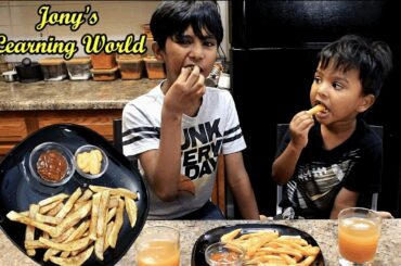 French Fries Recipe | kids snack | Home made Potato Fries | Cooking with brother