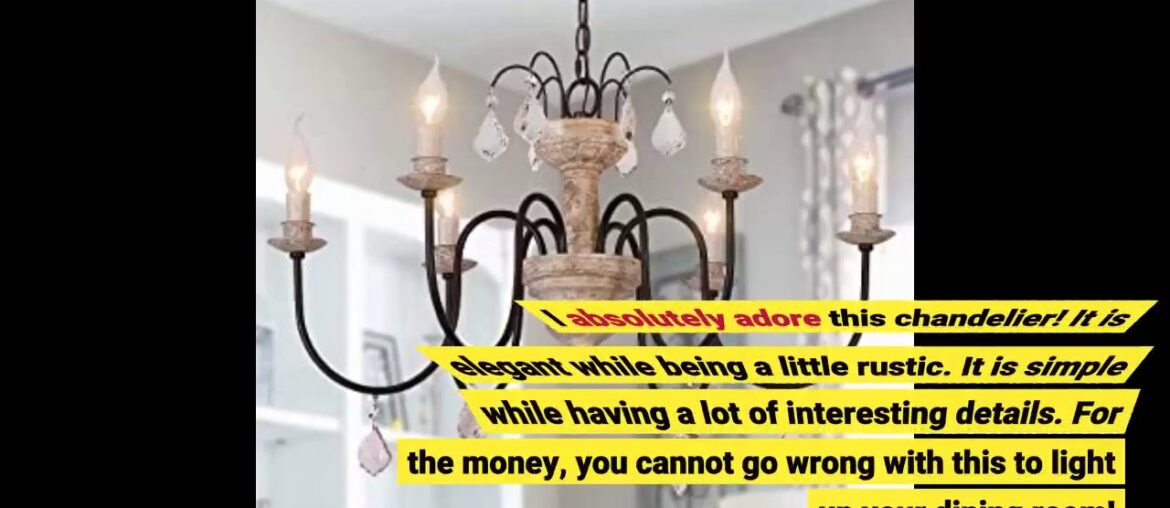 Best Review: OSAIRUOS Retro French Chandelier White Distressed Wood Rust Metal Arms Candle Styl...
