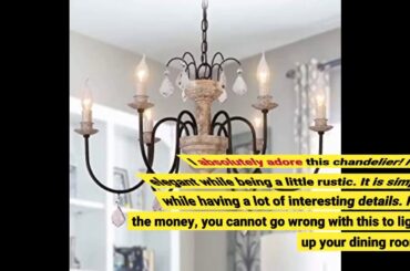 Best Review: OSAIRUOS Retro French Chandelier White Distressed Wood Rust Metal Arms Candle Styl...