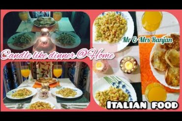 Restaurant Style Dining @home/Candle Light Dinner | White Sauce Macaroni | French Fries | Garlic Bun