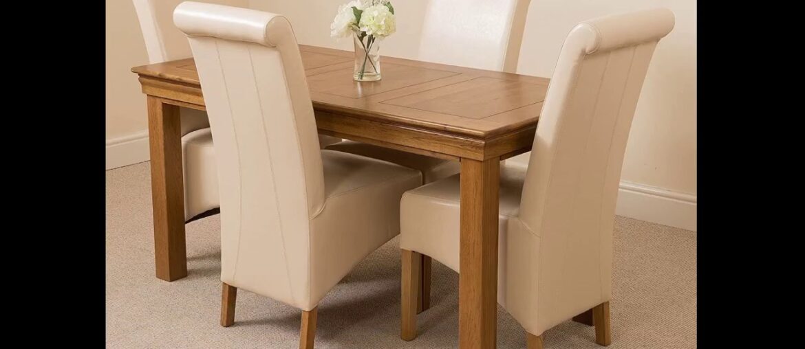 OAK FURNITURE KING French Rustic 150 x 75 cm Dark Oak Dining Table and 4 Chairs Dining Set with...