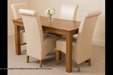 OAK FURNITURE KING French Rustic 150 x 75 cm Dark Oak Dining Table and 4 Chairs Dining Set with...