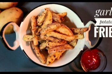 Garlic Potato Fries - Crispy French Fries - garlic potatoes recipe - Vimala's Rasoi Ghar