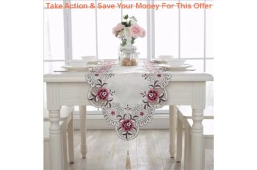 Review Proud Rose New Embroidery Table Cloth Square Table Runner Dining Cloth Cover Tablecloths 45*