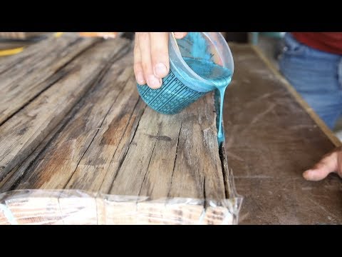 DIY Farmhouse Dining Table w/ Epoxy Inlays Using Reclaimed Barnwood DIY Farmhouse Dining Table w/ Epoxy Inlays Using Reclaimed Barnwood