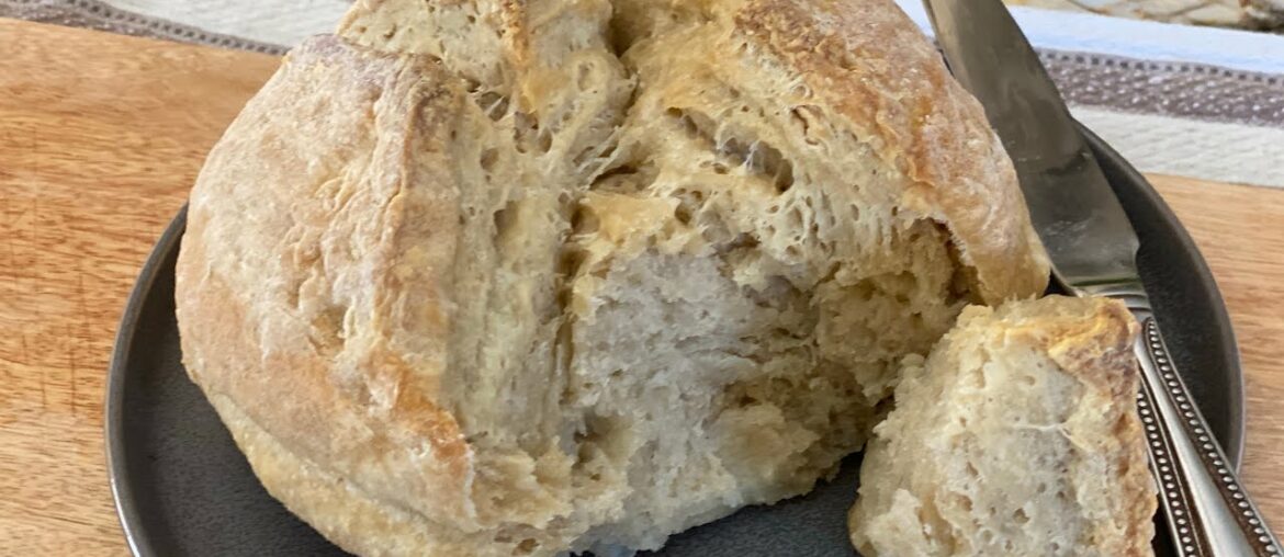 No Kneading Easy Crusty Round French Bread Recipe