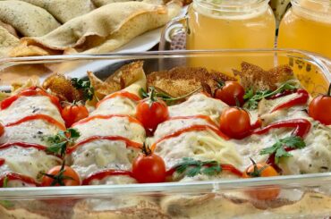 Savory Crepes with Chicken& Mushrooms filling~Delicious French crepes with creamy  Bechamel Sauce|