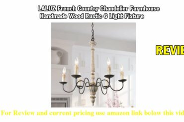 Review LALUZ French Country Chandelier Farmhouse Handmade Wood 6 Lights for Dining, Bedroom, Living
