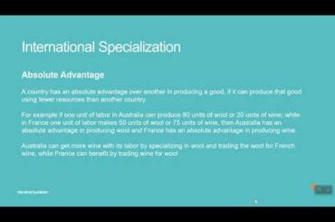 IGCSE ECONOMICS: C36 INTERNATIONAL SPECIALIZATION/ TRADE