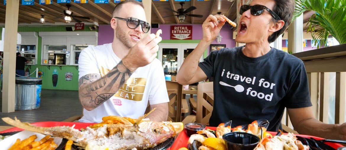 Food in Florida!! 🦐 SWEET PINK SHRIMP + Yellowtail Snapper in Key Largo, USA!