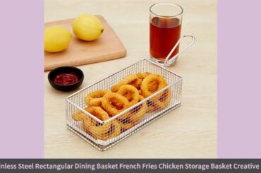 ✓304 Stainless Steel Rectangular Dining Basket French Fries Chicken Sto