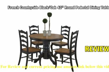 Review French Countryside Black/Oak 42" Round Pedestal Dining Table with 4 Chairs by Home Styles