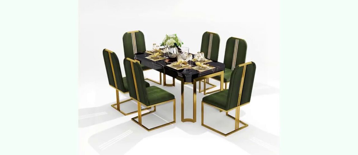 ✅Light luxury post-modern marble dining table and chair combination sim ✅Light luxury post-modern marble dining table and chair combination sim