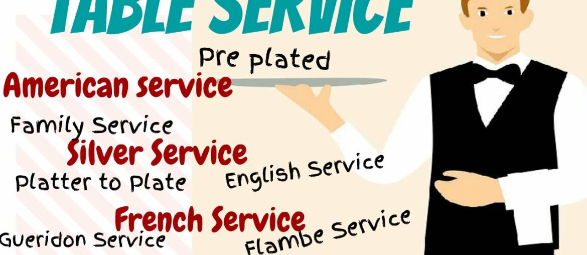 Table Service: American Service, Silver/English service, French Service, Russian, Gueridon Service