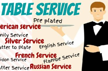 Table Service: American Service, Silver/English service, French Service, Russian, Gueridon Service