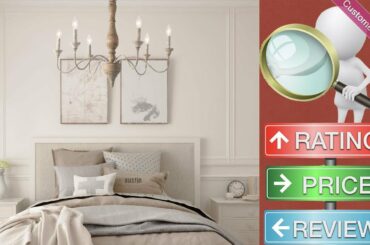 LNC French Country Chandeliers Wood 6 Lights Rust Arms for Dining, Bedroom, Living Room and ...