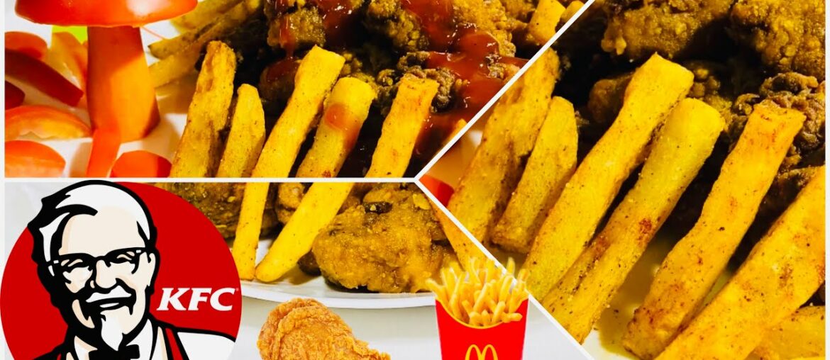 KFC style Fried Chicken Recipe With McDonald French Fries Homemade During Lockdown || Too Yummy || KFC style Fried Chicken Recipe With McDonald French Fries Homemade During Lockdown || Too Yummy ||
