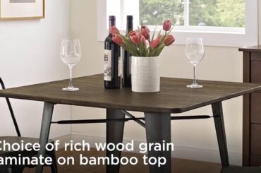 Unbox Modway Alacrity Industrial Modern Stainless Steel Metal Dining Table, 59.5", Rec