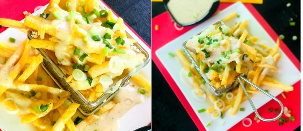 French Fries with Cheese Sauce Recipe [KFC Style Fries] || Homemade French Fries