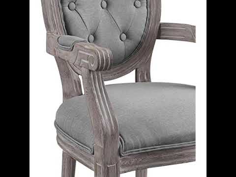 Review About Modway Arise French Vintage Tufted Upholstered Fabric Dining Armchair in Light G Review About Modway Arise French Vintage Tufted Upholstered Fabric Dining Armchair in Light G