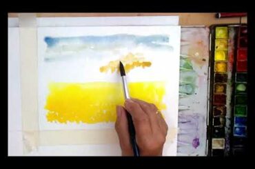 South of France village with sunflowers. A bright 15 minutes of watercolour painting.