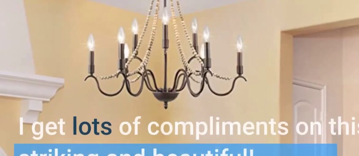 EPIC Review: LALUZ French Country Chandeliers Wood Beads Kitchen Island Lighting for Dining Liv...