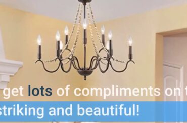 EPIC Review: LALUZ French Country Chandeliers Wood Beads Kitchen Island Lighting for Dining Liv...