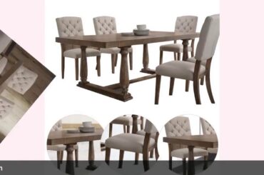 ☑ACME Weathered Oak Bernard Dining Table Rectangular 4 - 8 People Home