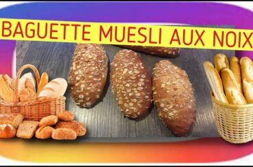 French muesli baguette with walnut -recipe bread-