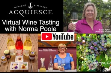Virtual Wine Tasting Experience Acquiesce Winery and Vineyards Susan Tipton Norma Poole