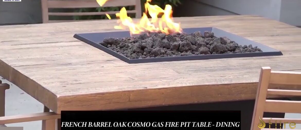 French Barrel Oak Cosmo Gas Fire Pit Table – Dining French Barrel Oak Cosmo Gas Fire Pit Table - Dining