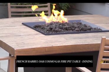 French Barrel Oak Cosmo Gas Fire Pit Table -  Dining
