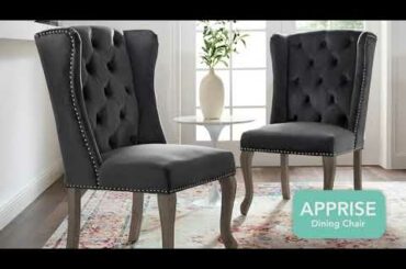 Apprise French Vintage Dining Performance Velvet Side Chair in Gray