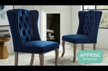 Apprise French Vintage Dining Performance Velvet Side Chair in Navy