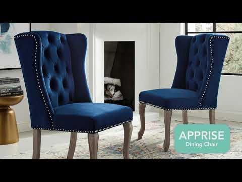 Apprise French Vintage Dining Performance Velvet Side Chair in Navy Apprise French Vintage Dining Performance Velvet Side Chair in Navy