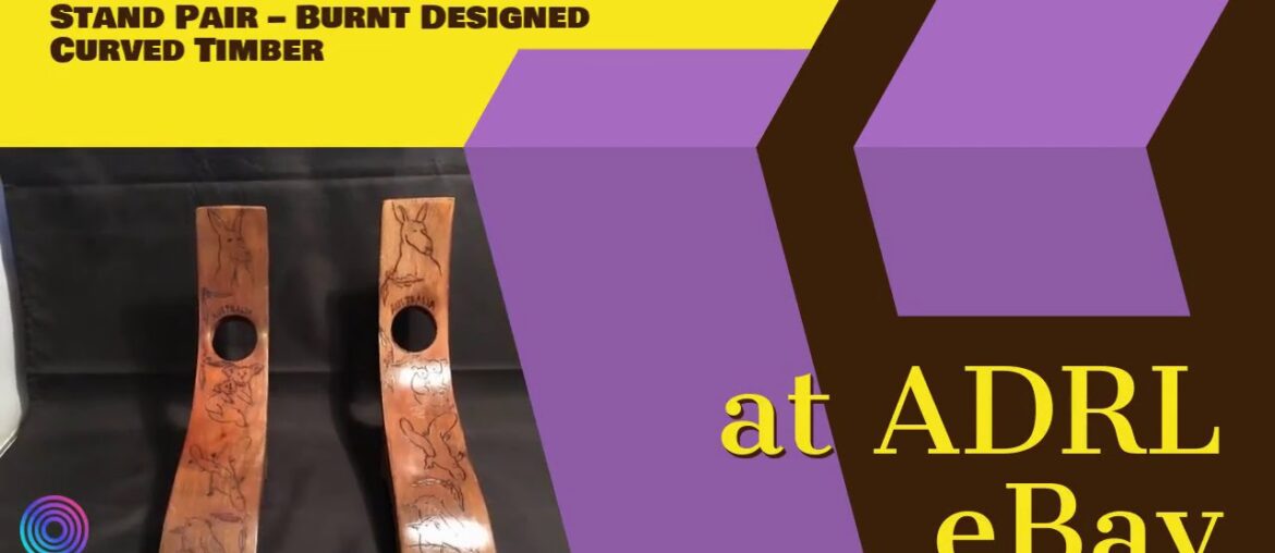 Australian Wine Bottle Stand Pair – Burnt Designed Curved Timber