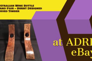 Australian Wine Bottle Stand Pair – Burnt Designed Curved Timber