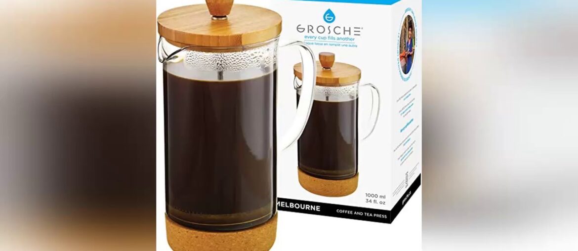 ☀️ Items   Coffee GROSCHE Melbourne French Press Coffee Maker with Bamboo & Cork 34oz 1000ml unique