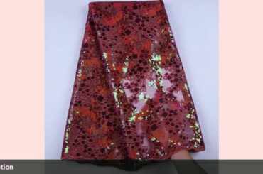 ✅African Wine Organza Sequins Lace Fabric 2019 Hot Sale Nigerian Weddin