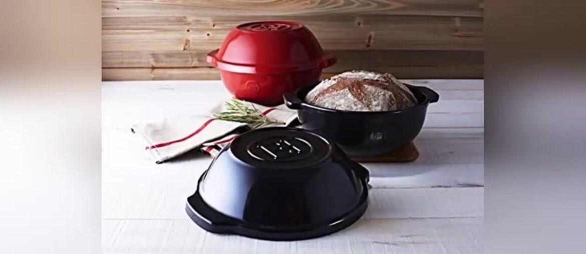 ⚡️ Emile Henry Made In France Bread Pot/ Potato Pot 9.5"" Charcoal High Quality