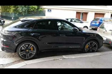2020 black porsche cayenne coupe turbo S e-hybrid in paris France