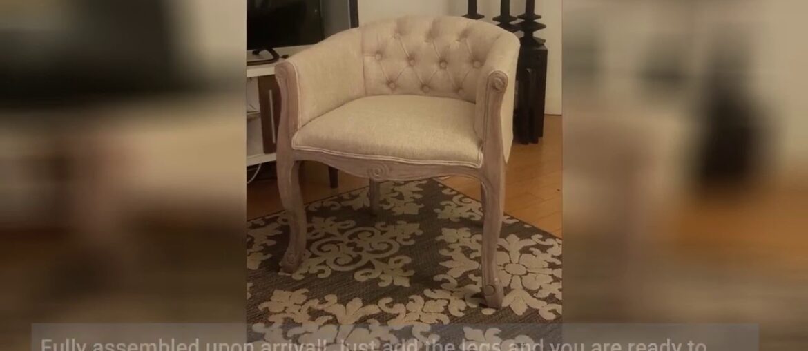 Modway Crown French Vintage Barrel Back Tufted Upholstered Fabric Two Dining Armchairs in Beige Modway Crown French Vintage Barrel Back Tufted Upholstered Fabric Two Dining Armchairs in Beige