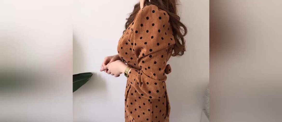 French style Spring autumn Women Casual Polka Dot Print A-Line Party Corduroy Dresses Eleagnt lace- French style Spring autumn Women Casual Polka Dot Print A-Line Party Corduroy Dresses Eleagnt lace-