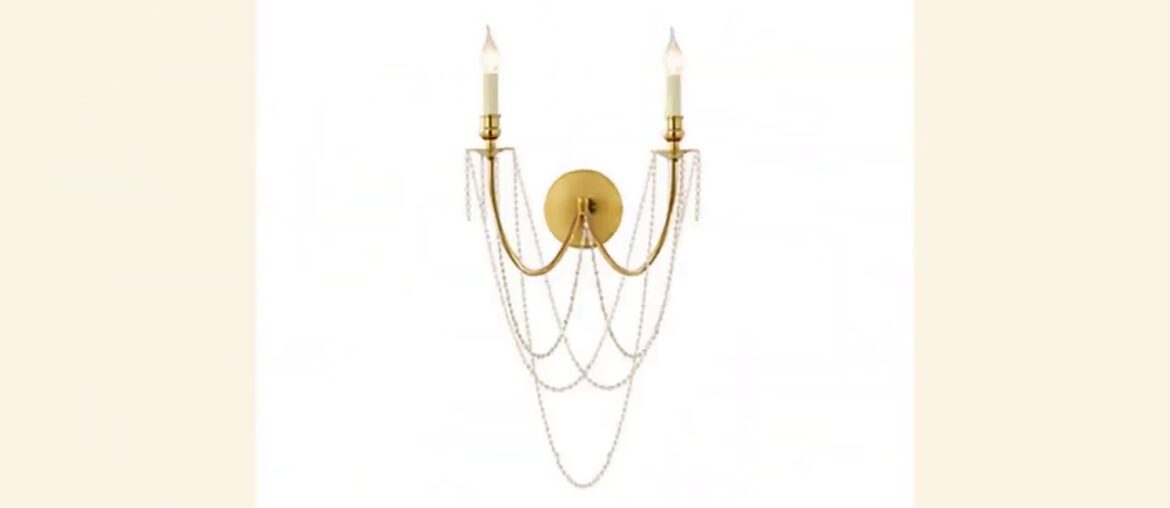☑Retro crystal beads wall lamp classic gold wall sconce french style in ☑Retro crystal beads wall lamp classic gold wall sconce french style in