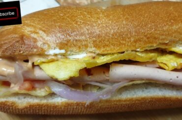 sandwich with french bread by des des ki food||mortedella sandwich