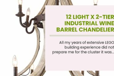 12 Light x 2-Tier Industrial Wine Barrel Chandelier Openwork Wood Wooden French Country Style 4...